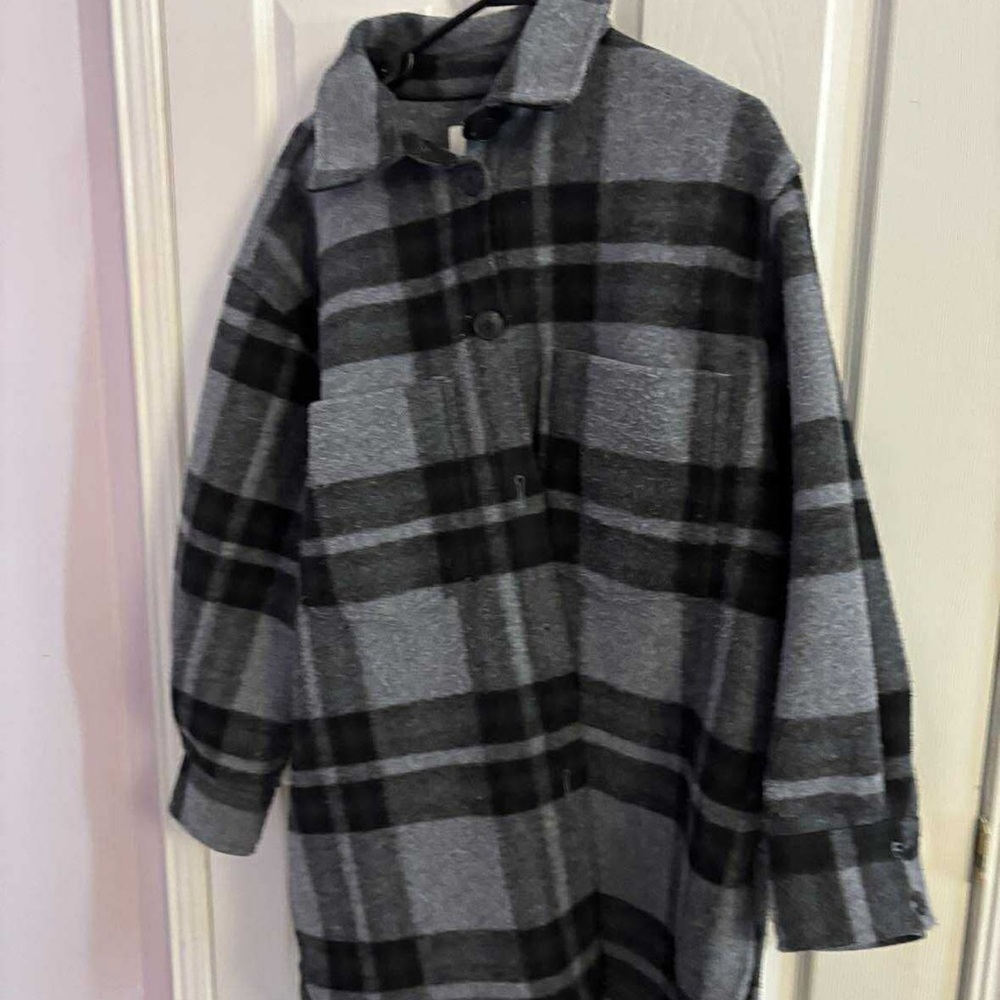 Plaid Button-Up Coat